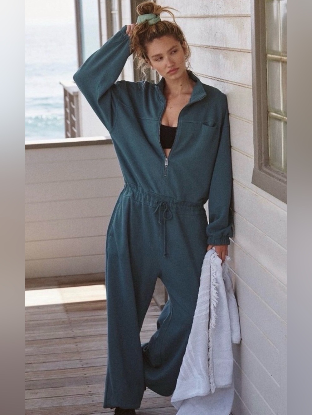 Free People Movement Brightside Onesie Jumpsuit (black oversized)